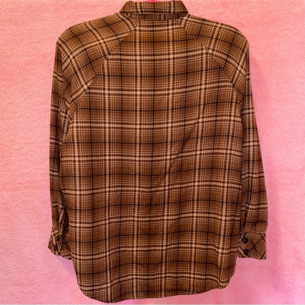 Wild Fable Chocolate Brown Flannel Shirt Cream Extra Small XS Festival - Picture 6 of 11
